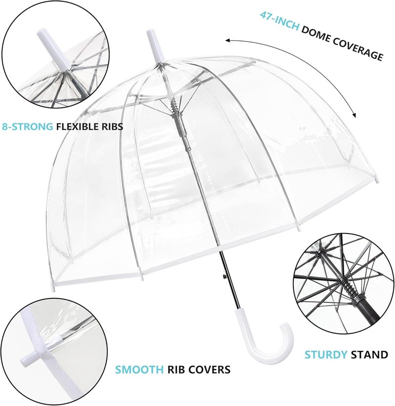 RONIARE Clear Bubble Umbrellas for Rain Large Windproof Dome Umbrella for Weddings,Prom, Graduation and Outdoor Events for Men and Women - Image 2